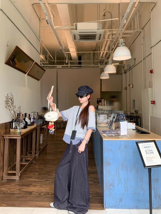 【129元任选2件】现货！格子拼接斜领短袖 商品图7