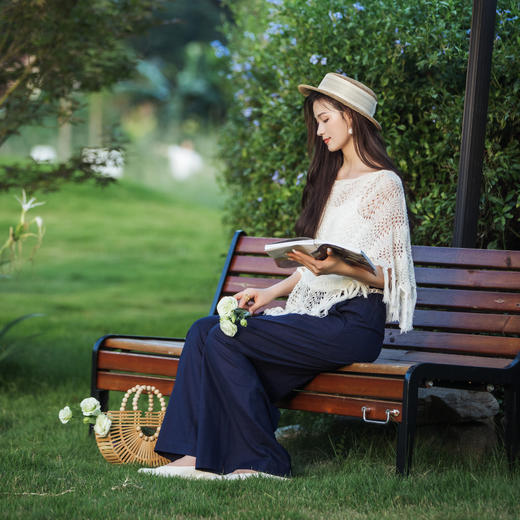 【林栖设计小店】（现货）【林栖推荐】亚麻混纺阔腿裤复古气质简约百搭宽松显瘦2025春夏新品长裤女N1953182 商品图6