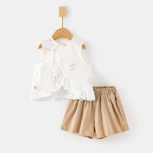 【弹力舒适，透气吸汗套装】婴儿薄款T恤套装 超薄皱皱布家居服 夏季儿童短裤宽松宝宝空调服-QQ 商品图1