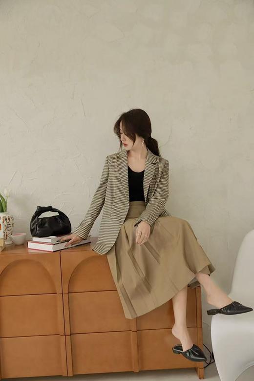 【诗铭洛可】XC7527压褶半裙后松紧腰高级感A字裙B7-3 商品图5