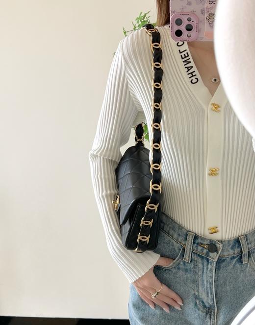 香奈儿 24K 秋冬系列 双C粗链口盖包 中号♥黑色(LZ) 商品图10