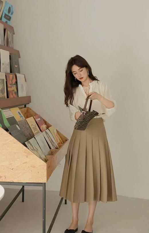 【诗铭洛可】XC7527压褶半裙后松紧腰高级感A字裙B7-3 商品图3