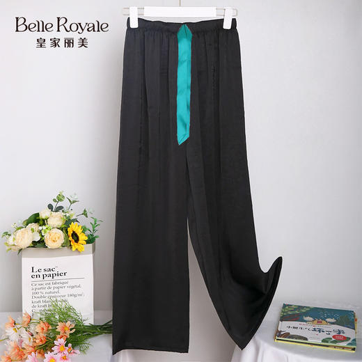 皇家丽美防真丝抓花肌理透气凉感阔腿裤XZ3689 商品图0
