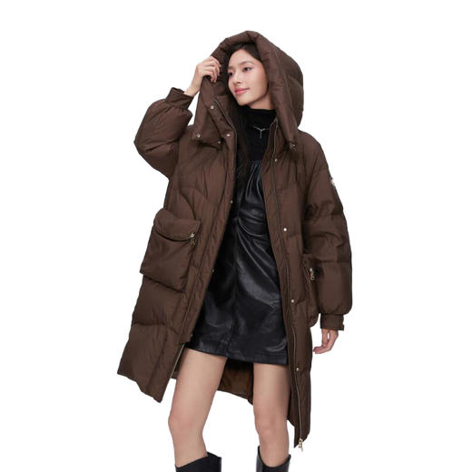波司登 女中长款脱卸帽羽绒服 B40145282 商品图1