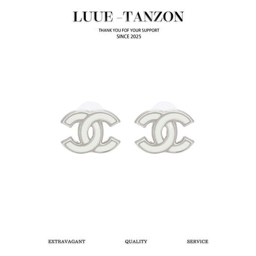 香奈儿 白珐琅银c耳钉（XTY） 商品图0