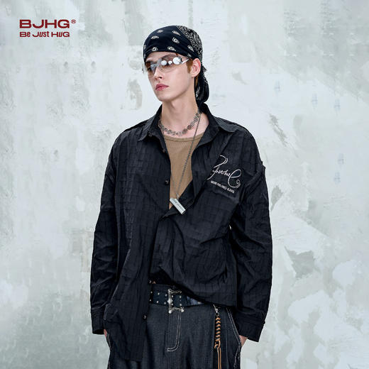 BJHG不计后果复古格子衬衫男款秋季新款美式潮牌宽松舒适衬衣外套 商品图3