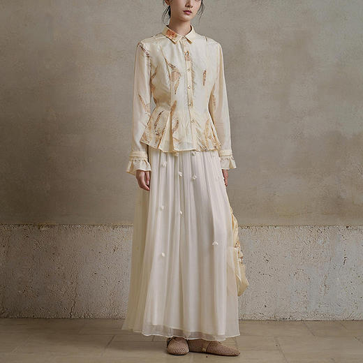 【林栖设计小店】【植物染】真丝衬衣草木染拓印2025秋季新款桑蚕丝衬衫女1953060 商品图2