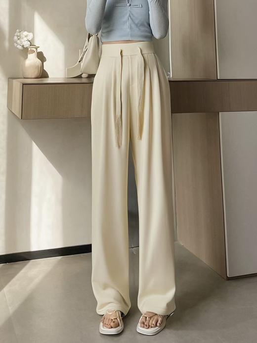 双十二福利！【诗铭洛可】MJ195云感裤流苏腰带绳休闲直筒裤 商品图4