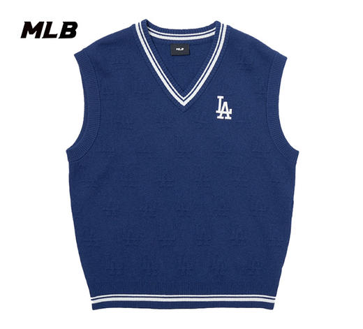 【S/M断码服】【微瑕，如无货做退款处理】MLB男女同款24秋冬新款小标暗纹老花针织马甲3AKPM0244 商品图0