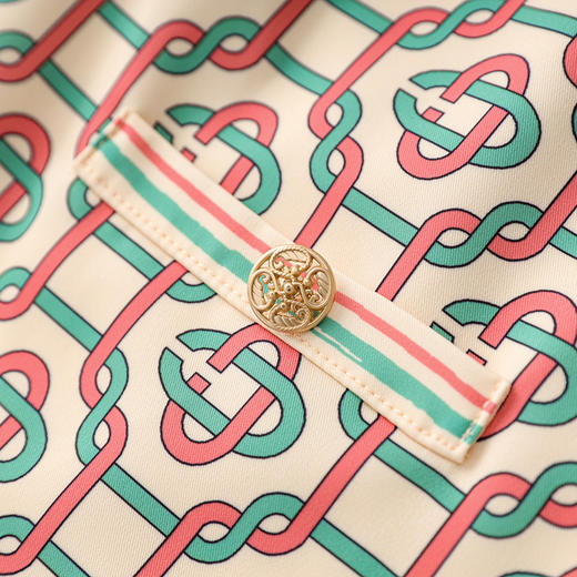 「高货wl」全新升级【铂金会员293/天猫389/差价96】(35156)洛诗琳气质印花连衣裙2025夏季新款时尚圆领显瘦直筒裙 商品图2