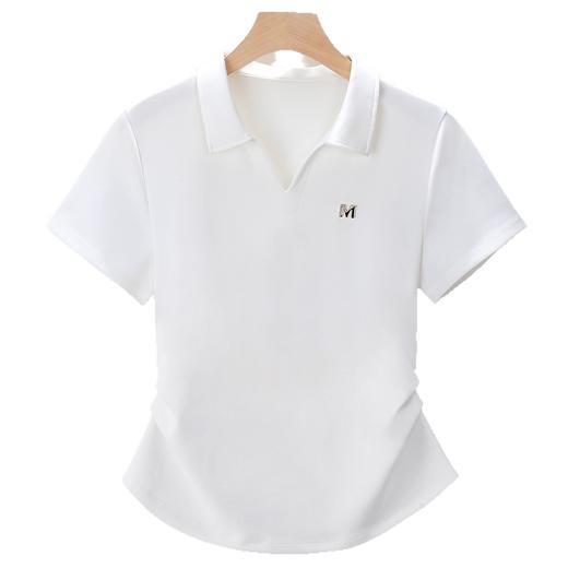 「自」全新升级【铂金会员109/天猫149/差价40】(10939)洛诗琳POLO领T恤2025夏季小个子翻领正肩显瘦短袖上衣女 商品图4