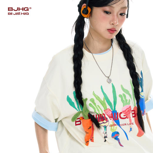 BJHG不计后果 胡萝卜毛绒贴贴短袖t恤配饰趣味潮流设计感衣服饰品 商品图2