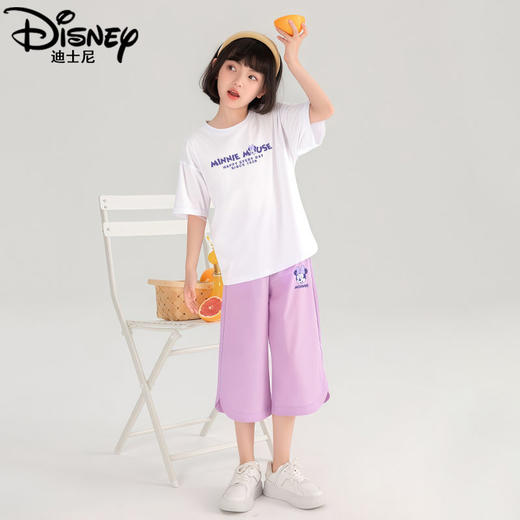 迪士尼女童短袖套装夏季两件套2025新款儿童七分裤冰丝女大童夏装 商品图4