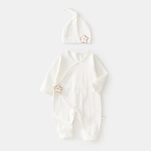 送胎帽~【优质纯棉，A类面料】新生儿蝴蝶衣婴儿连体衣哈衣 春秋纯棉初生和尚服爬服 送帽子宝宝-QQ 商品图2