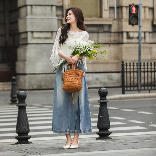 【林栖设计小店】【牛仔系列】九分牛仔裤复古休闲开衩个性2025秋季新款裤裙女1953071 商品图1