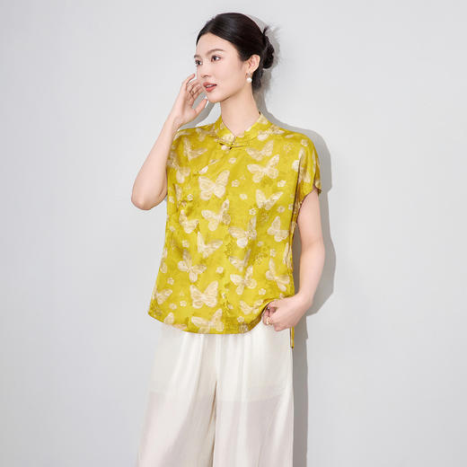 「高货wl」全新升级【铂金会员266/天猫359/差价93】(01437)洛诗琳新中式人丝香云纱衬衫2025夏季复古改良旗袍上衣女 商品图0