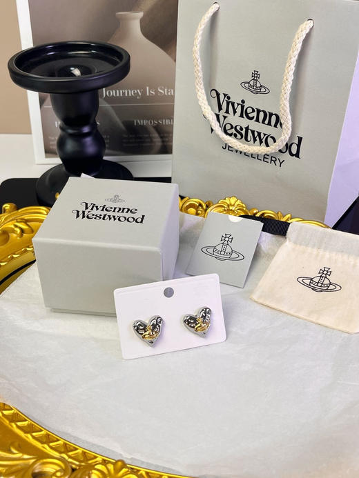 西家轻奢土星爱心耳钉925银针脱敏 商品图4