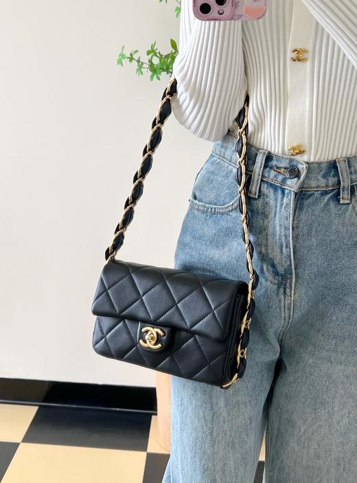 香奈儿 24K 秋冬系列 双C粗链口盖包 中号♥黑色(LZ) 商品图5