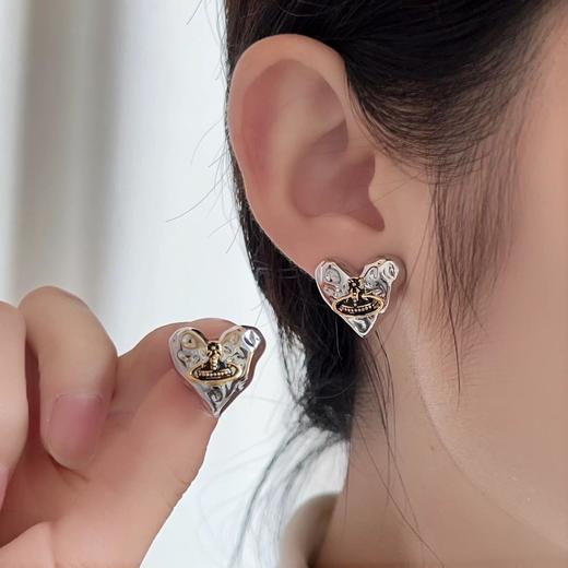 西家轻奢土星爱心耳钉925银针脱敏 商品图5