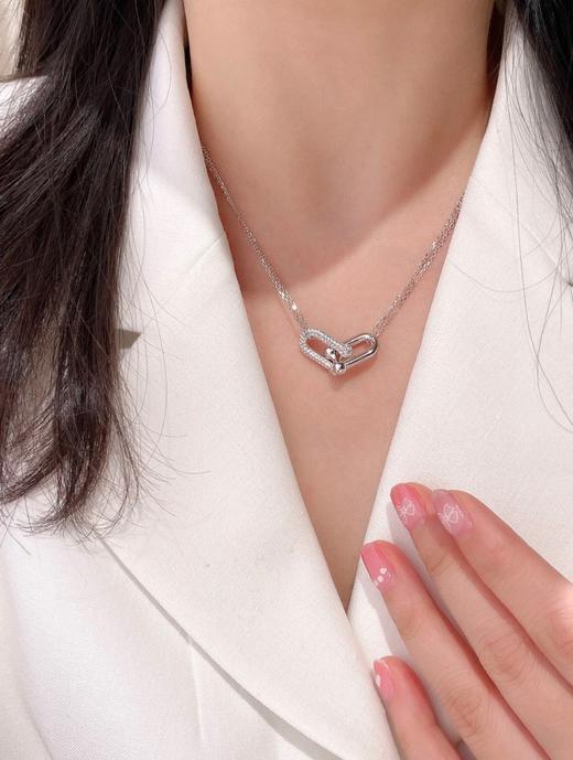 蒂芙尼 hardwear马蹄双环半钻项链 双色（XTY） 商品图4