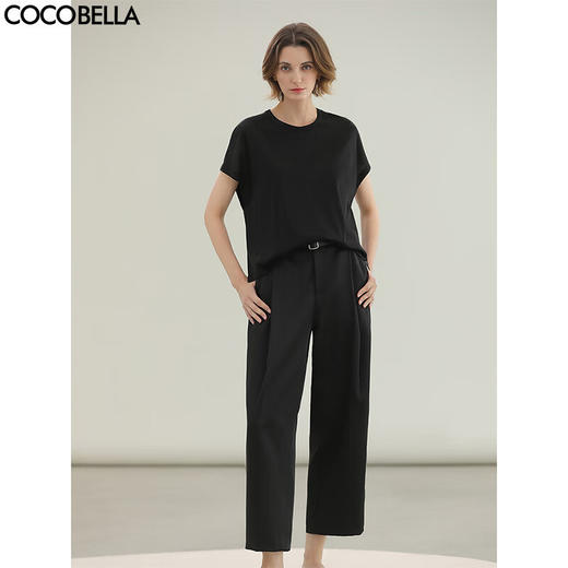 COCOBELLA轻奢仿醋酸休闲裤雾面缎女垂坠气质阔腿裤PA3079-2 商品图0