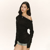 Ariseism 美式复古设计感黑色一字肩长袖t恤女秋季新款修身上衣 商品缩略图3