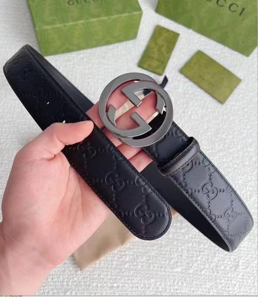 古驰 互扣 压花小牛皮 腰带（GD) 商品图0