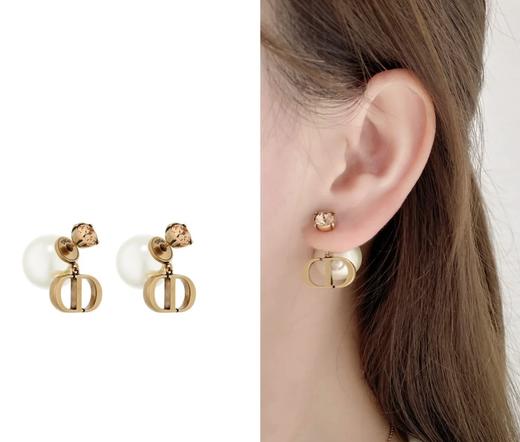 迪奥  金色CD字母大珍珠耳钉 （XTY） 商品图5