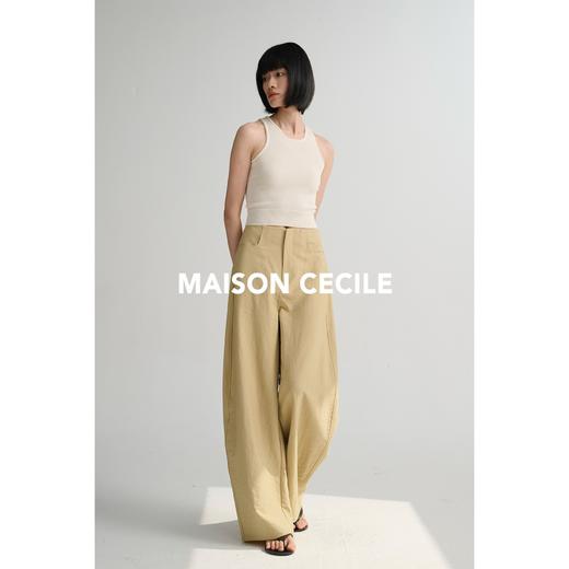 MAISON CECILE 多色/亚麻舒适百搭立体显瘦镰刀弧形裤 商品图5
