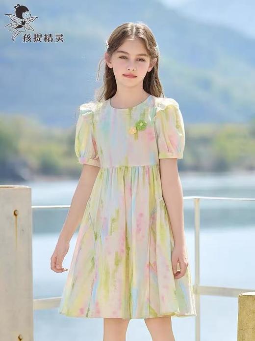 【孩提精灵】1065 甜美彩色泡泡裙童连衣裙-喜出 商品图2