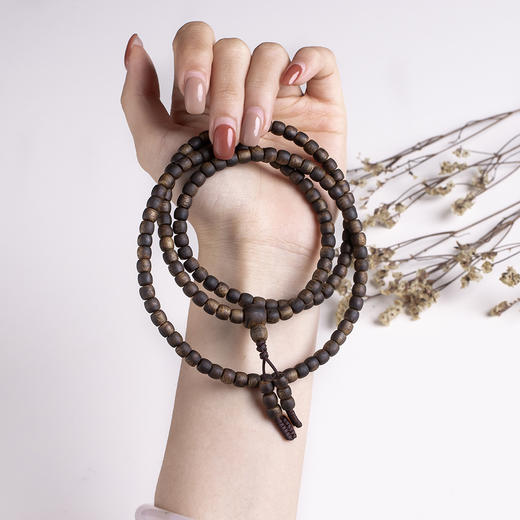 xy0420，5.8mm桶珠沉香108佛珠多圈手链项链 商品图7