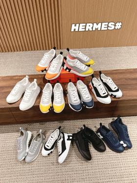 爱马仕情侣款休闲鞋 麂皮搭拼接网布运动鞋 男女同款（DBG)