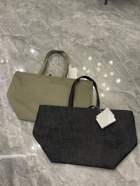 亚历山大王 品牌徽标系带闭合 棉托特包Tote包购物袋手提单肩包 (MM)