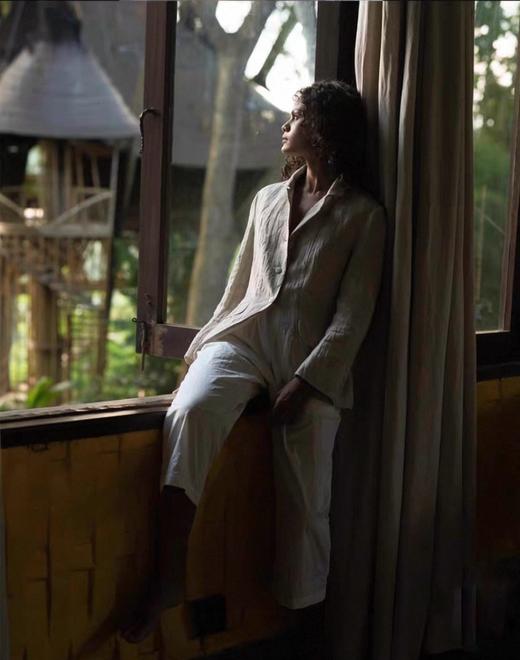 Jai  绀青蓝/沙色日本亚麻曼德勒西装夹克 商品图7