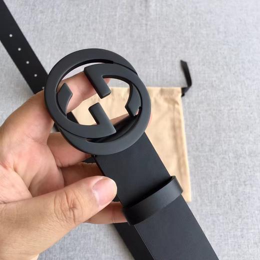 古驰 意大利进口树膏皮男士腰带3.7CM（GD） 商品图5