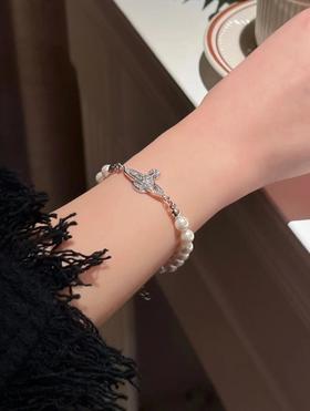 西太后 银色平面土星珍珠手链 （XTY）