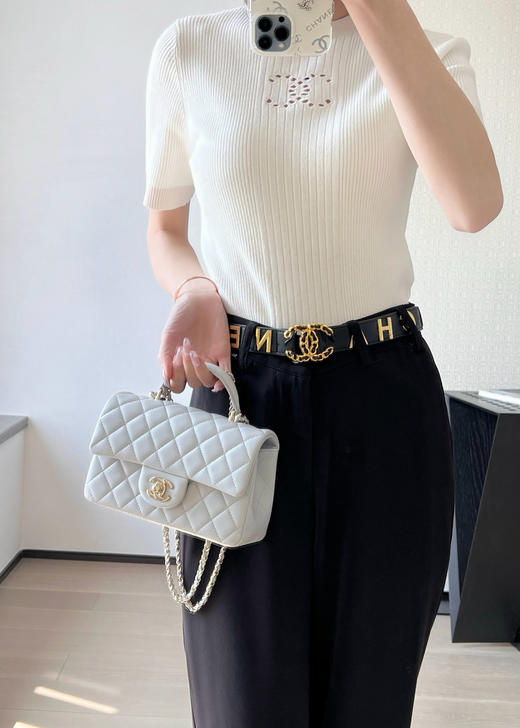 香奈儿  25P 新色 𝖢𝖥大𝖬𝗂𝗇𝗂手提包淡灰（LZ） 商品图3