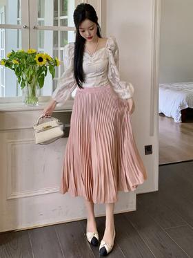 【诗铭洛可】W874百褶裙风琴压褶半身裙A11-1