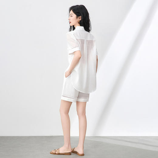 「高货wl」全新升级【铂金会员367/天猫489/差价122】(99705)洛诗琳时尚天丝亚麻混纺衬衫外套休闲宽松显瘦两件套女 商品图1