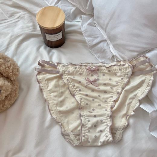 【3条装❗奶油波点蝴蝶结内裤】俏皮撞色很减龄，狠狠戳中我的少女心啦，360度无死角贴合高弹，透气不闷热吸湿干爽，内裤甜美可爱蝴蝶结木耳边三角内裤女QQ 商品图6