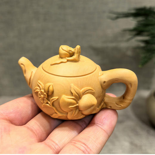 寿桃把把壶°黄杨木吉祥手把件 商品图0