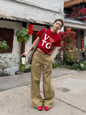 <曾小咸推荐> 字母印花短袖纯棉T