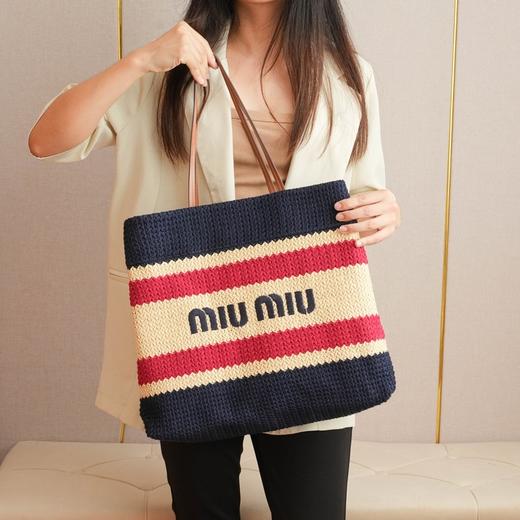 缪缪 刺绣帆布托特包（MM) 商品图2