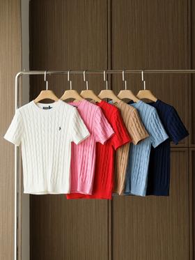 Ralph Lauren拉夫劳伦 新款纯色小马刺绣圆领 针织女士毛衣短袖 女神款 （SS）