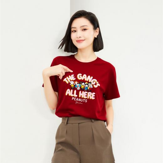 佐丹奴女装【史努比联名款】商场同款【sorona】弹力保型面料凉感短袖T恤05395265 商品图0