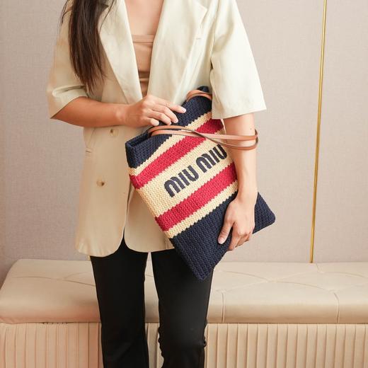 缪缪 刺绣帆布托特包（MM) 商品图7