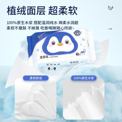 德佑 蓝盖企鹅湿厕纸40抽*6包（新老包装随机发货） 2001DYWP406 商品图4