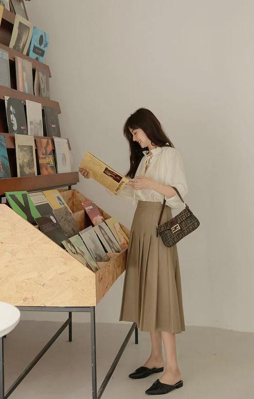 【诗铭洛可】XC7527压褶半裙后松紧腰高级感A字裙B7-3 商品图4