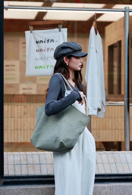 亚历山大王 品牌徽标系带闭合 棉托特包Tote包购物袋手提单肩包 (MM) 商品图7