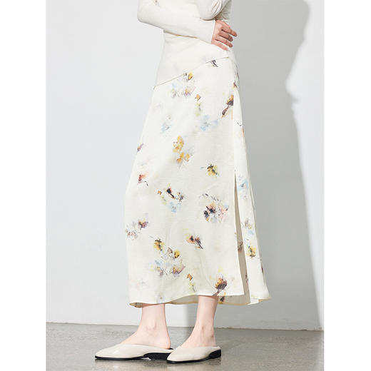 「自」全新升级【铂金会员247/天猫329/差价82】(42957)新中式国风印花半身裙高级感侧开叉气质优雅长裙女 商品图0